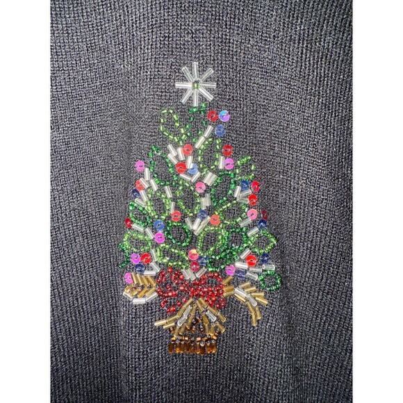 Christopher and Banks wool blend Christmas sweater beaded tree L - Picture 3 of 8